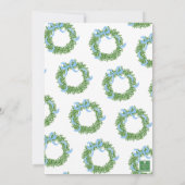 Invitation Bleu Bois de Noël Boxwood Fête de couronne (Dos)