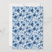 Invitation Bleu Botanique Classique Élégant Floral Mariage (Dos)