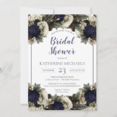 Invitation Bleu botanique d'hiver| Fête de l'mariée blanche d (Devant)