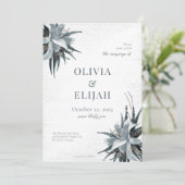 Invitation Bleu botanique élégant (Debout devant)