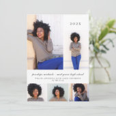 Invitation Bleu botanique Photo Collage Parti de graduation (Debout devant)