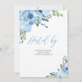 Invitation Bleu bouquet floral brunch et mousseux (Dos)