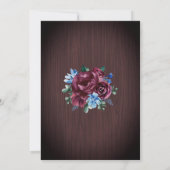 Invitation Bleu Bourgogne Chaîne Lumière Mariage en bois Flor (Dos)