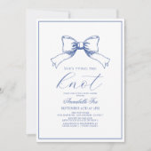 Invitation Bleu Bow Attache la Fête des mariées de noeud (Devant)
