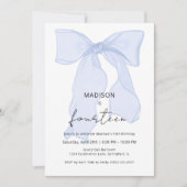 Invitation Bleu Bow Coquette Anniversaire (Devant)