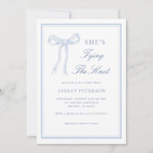 Invitation Bleu Bow Elle Attache La Fête des mariées Du Noeud (Devant)