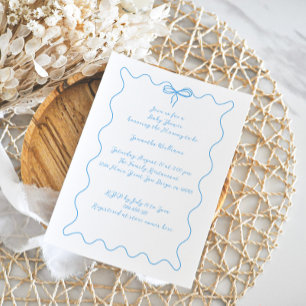 Invitation Bleu Bow Moderne minimaliste Baby shower garçon