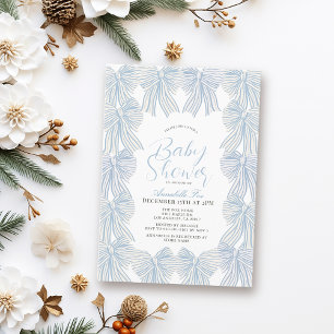 Invitation Bleu Bow/Ruban Coquette Baby shower garçon