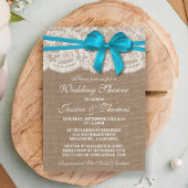 Invitation Bleu Bow Rustique Burlap & Wedding shower de dente