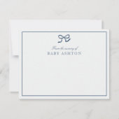 Invitation Bleu Bow & Stripes de la pépinière de, Merci (Devant)