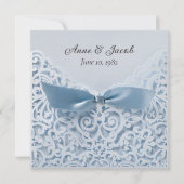 Invitation Bleu Bow sur dentelle Mariage Vow Renouvellement (Devant)