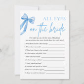 Invitation Bleu Bow Tous Les Yeux Sur Le Jeu De Fête des mari (Devant)