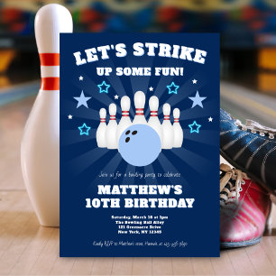 Invitation Bleu Bowling de la Marine du garçon Anniversaire