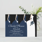 Invitation Bleu Bride Bridesmaitres Nuptiale Douche Invitatio (Debout devant)