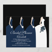 Invitation Bleu Bride Bridesmaitres Nuptiale Douche Invitatio (Devant / Derrière)