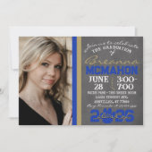 Invitation Bleu & Bronze Gold Empreinte de patte Graduation 2 (Devant)