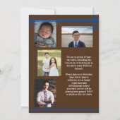 Invitation Bleu Brown École Couleur Graduation Photo Plaid (Dos)