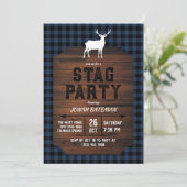 Invitation Bleu Buffalo Check & Wood Stag Party (Debout devant)