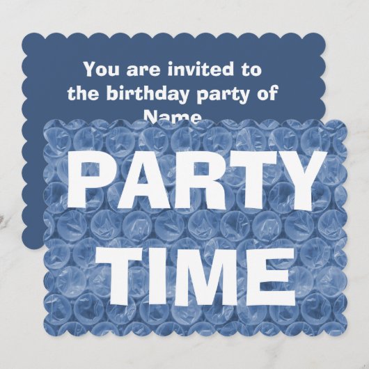 Invitation Bleu bulle envelopper l'invitation de fête d'anniv (Devant / Derrière)