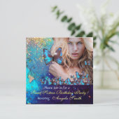 INVITATION BLEU BUTTERFLY SWEET 16 PARTY MONOGRAM (Debout devant)