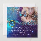 INVITATION BLEU BUTTERFLY SWEET 16 PARTY MONOGRAM (Dos)