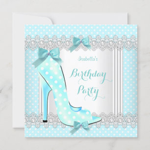 Invitation Bleu Canard Blanc à pois Chaussures à talons hauts