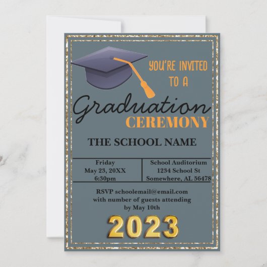 Invitation Bleu Cap de graduation (Devant)