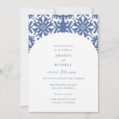 Invitation Bleu Carrelage Arc Mariage méditerranéen (Devant)