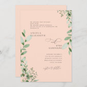 Invitation Bleu Cascadé de verdure Mariage Les deux parents I (Devant / Derrière)