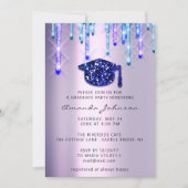 Invitation Bleu Casquette de la marineEffet 3D Glam violet (Devant)