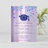 Invitation Bleu Casquette de la marineEffet 3D Glam violet (Debout devant)
