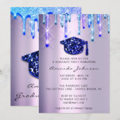 Invitation Bleu Casquette de la marineEffet 3D Glam violet (Devant / Derrière)