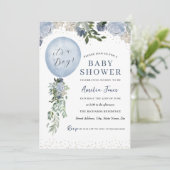 Invitation Bleu C'est un Baby shower de balloon garçon (Debout devant)