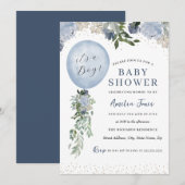 Invitation Bleu C'est un Baby shower de balloon garçon (Devant / Derrière)