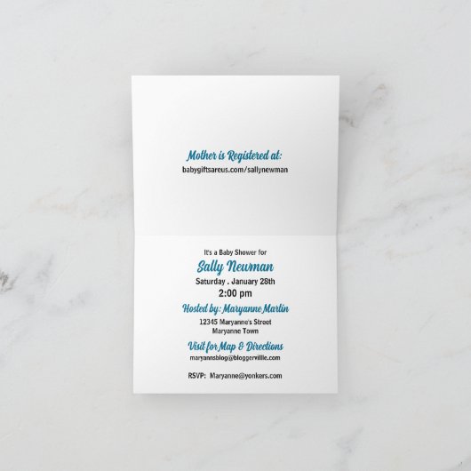 Invitation Bleu C'est un Baby shower de chaussures pour bébé (Intérieur)