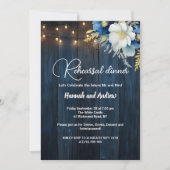 Invitation Bleu Chaîne Lumières 'Dîner de répétition' Mariage (Devant)