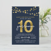 Invitation Bleu Chaînes lumineuses Réunion de classe de dix a (Debout devant)