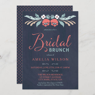 Invitation Bleu Chalkboard Floral Bridal Brunch