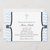 Invitation Bleu Chevron Christening (Devant)