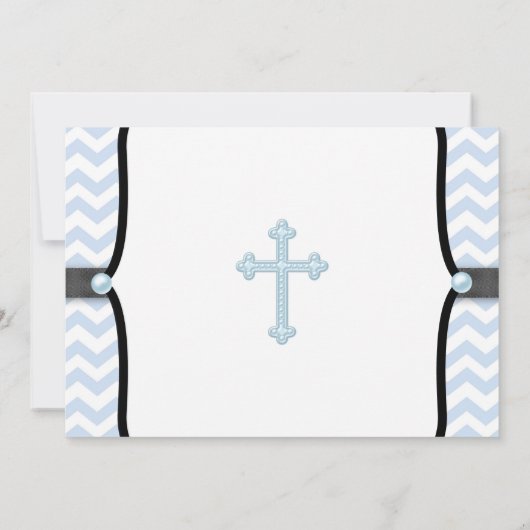 Invitation Bleu Chevron Christening (Dos)