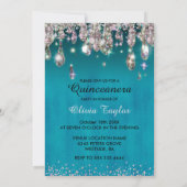 Invitation Bleu Chic gouttes de parties scintillant argent Qu (Dos)