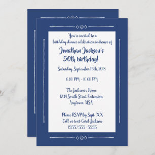 Invitation Bleu chic simple sur le bleu toute la partie