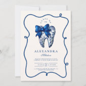 Invitation Bleu Chinoiserie Bow Dentist Graduation (Devant)