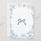 Invitation Bleu Chinoiserie Bow Fête des mariées florale (Dos)