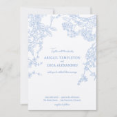 Invitation Bleu Chinoiserie Toile de Jouy Mariage (Devant)