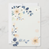 Invitation Bleu Christening pour bébé garçon Fleurs jaunes (Dos)