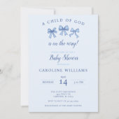 Invitation Bleu Christian Coquette Bébé Garçon Enfant de Dieu (Devant)