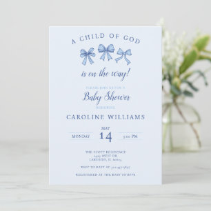 Invitation Bleu Christian Coquette Bébé Garçon Enfant de Dieu
