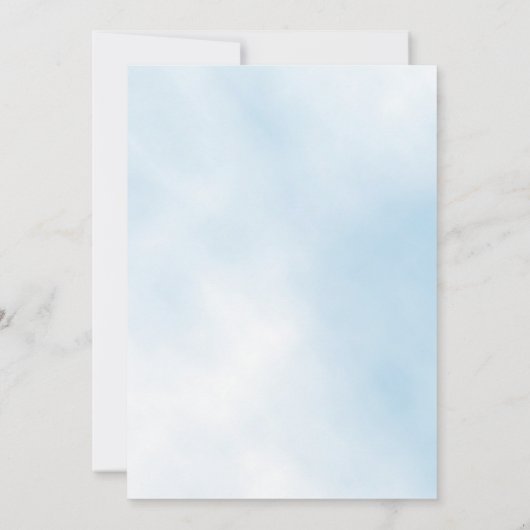 Invitation Bleu ciel fleuri eucalyptus garçon croiser baptême (Dos)