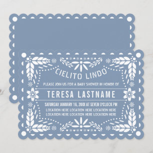 Invitation Bleu cielito lindo papaye picado bébé douche